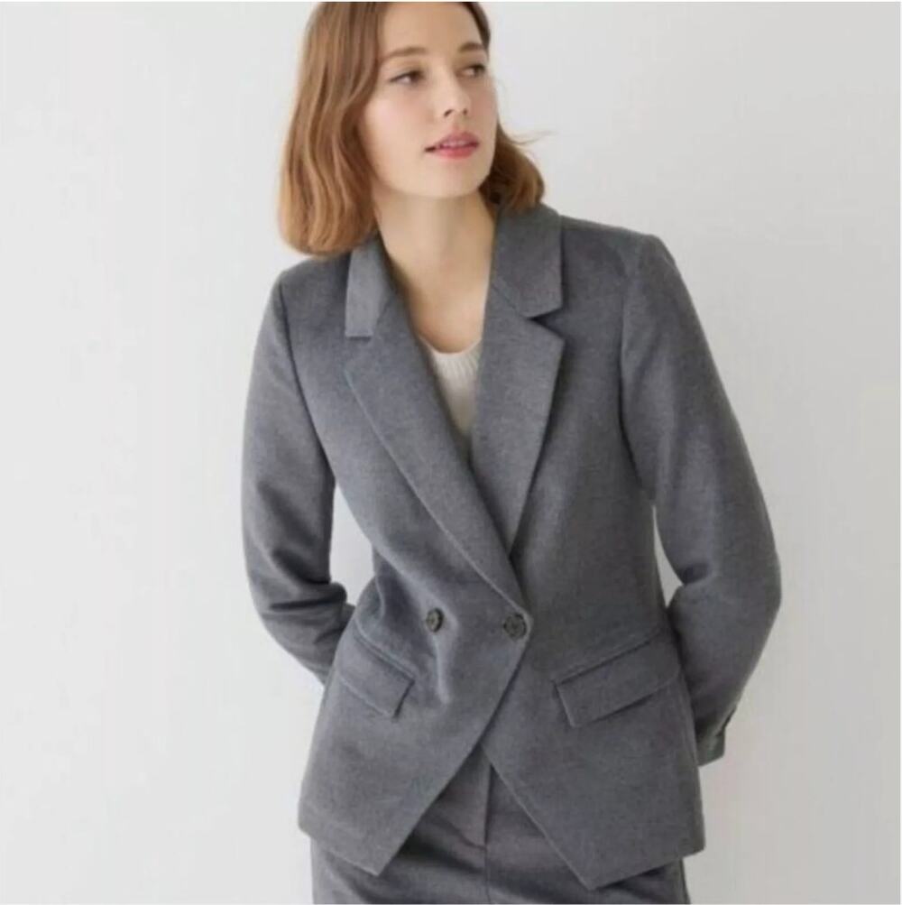 NWT J.Crew Devon Blazer In Drapery Flannel in Graphite 0